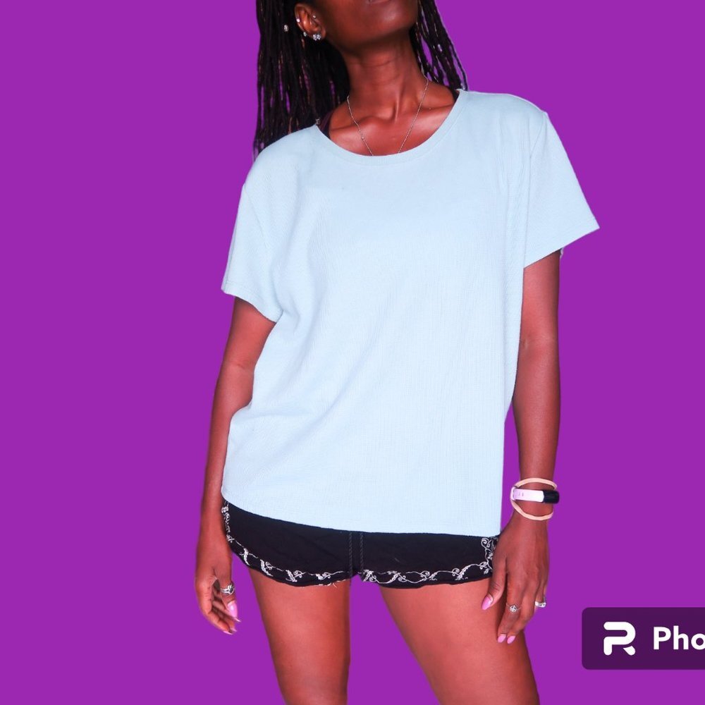Victoria's Secret plus size short sleeve thermal top in blue size XL.